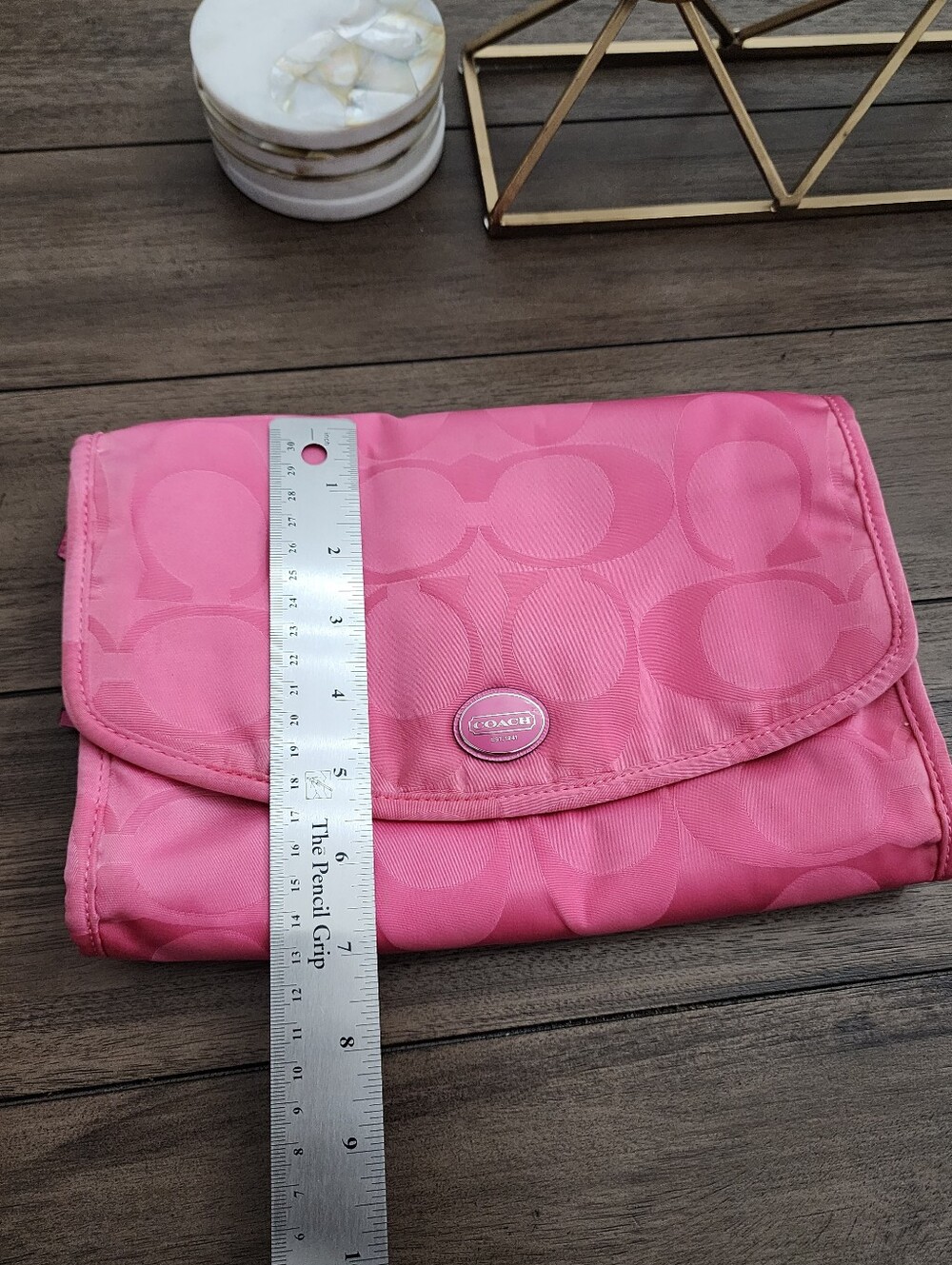 Coach Pink Signature Nylon Travel Case